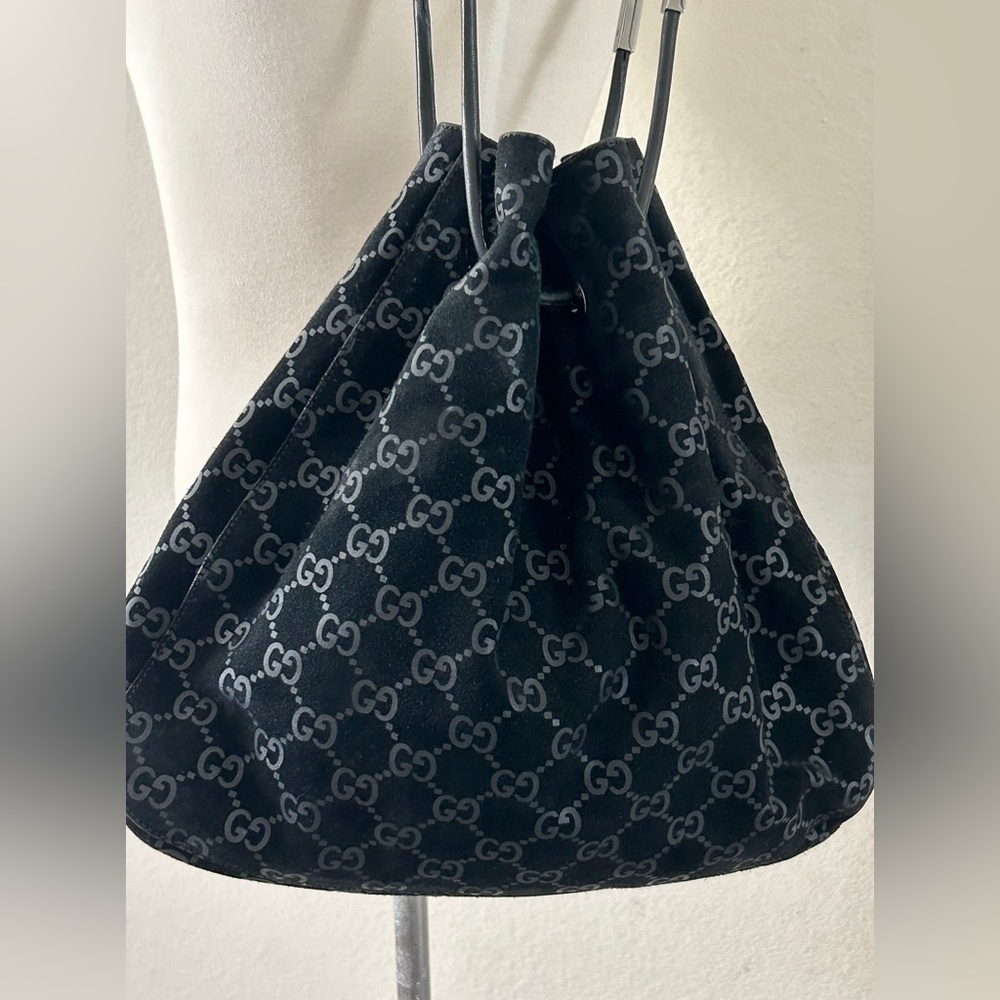 RARE Gucci vintage GG Suede shoulder bag - Picture 2 of 15
